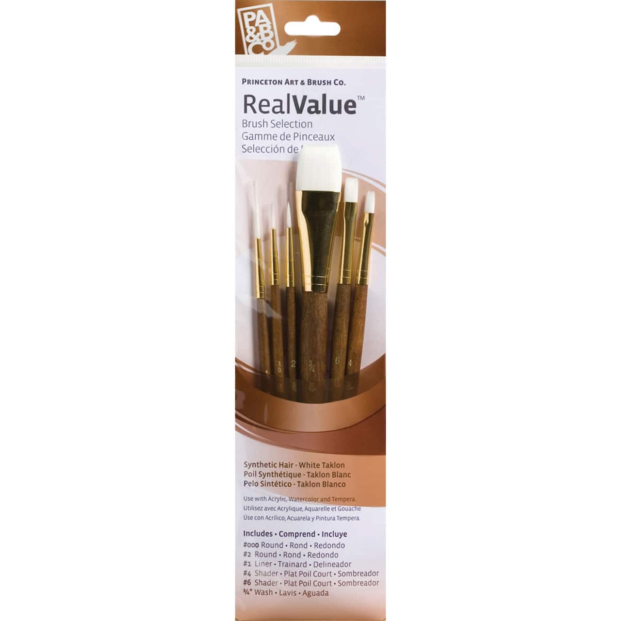 Princeton™ RealValue™ White Synthetic Taklon 6 Piece Brush Set